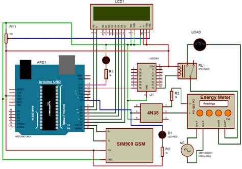 Prepaid Energy Meter Project Circuit Diagram 